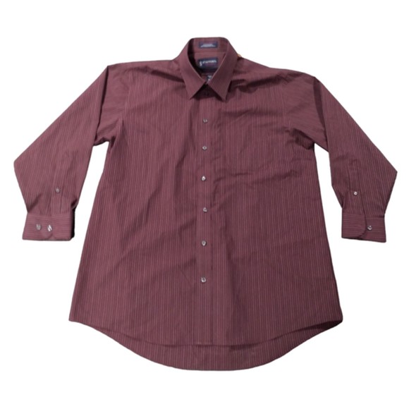 Stafford Performance Button Up Shirt Men's 16 1/2 32/33 Maroon Long Sleeve - Picture 1 of 7